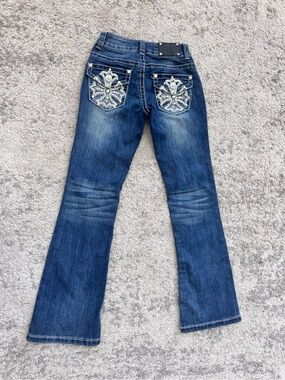 Wired Heart Girls Size 7 Bootcut Jeans Rhinestone Western Y2K